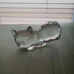 Clear Glass Crouching Kitty Cat
